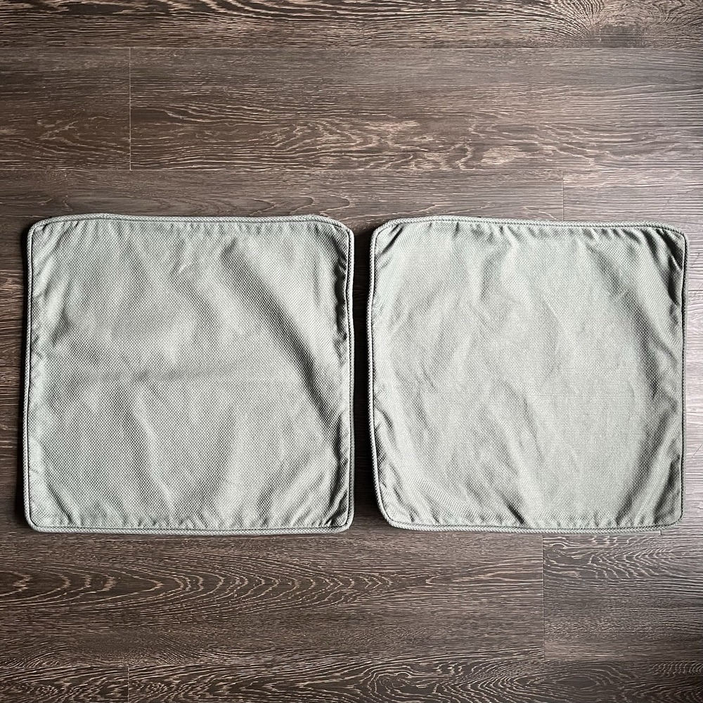 Set Of 2 Pottery Barn Cotton Basketweave Pillow Covers Sage 18in Cottagecore
